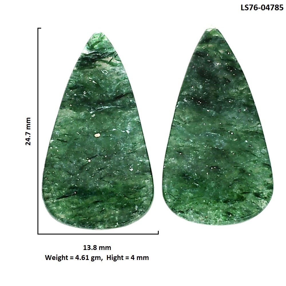 Natural Green Aventurine Pair 13.8×24.7×4 mm Pear Polished Gemstone LS76-04785