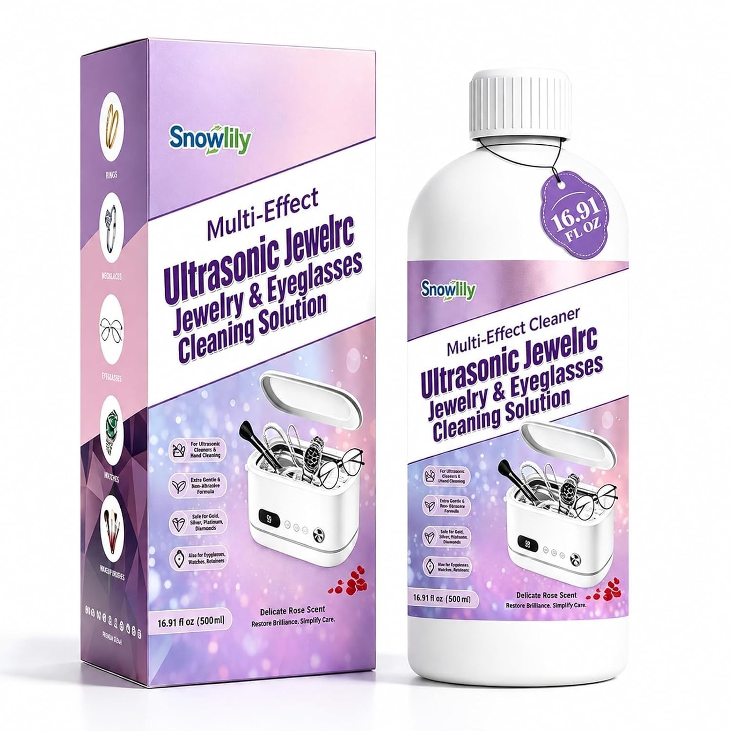 16.9 oz/500 ml Ultrasonic Jewelry Cleaning Solution for Use in All Ultrasonic Ma