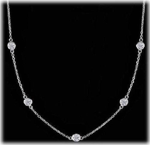 1.81 ct Round Diamonds By The Yard 18k White Gold Necklace 9 x 0.20 ct F-G SI1