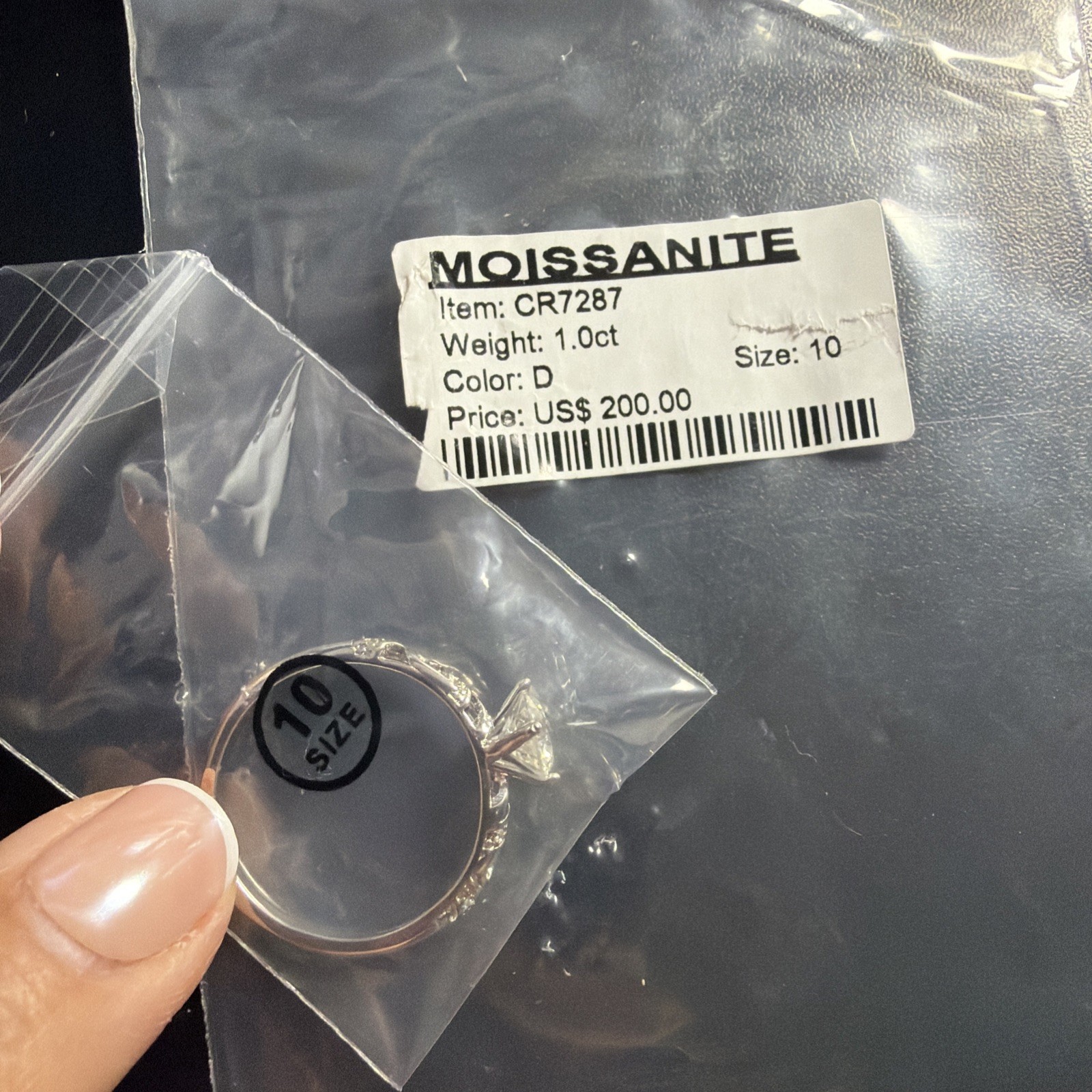 moissanite ring size 10 with papers – Fast Shipping!
