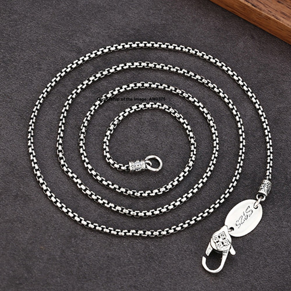 Pure 925 Sterling Silver Necklace 2mm 3mm Box Link Chain Fine Jewelry 18-26inch