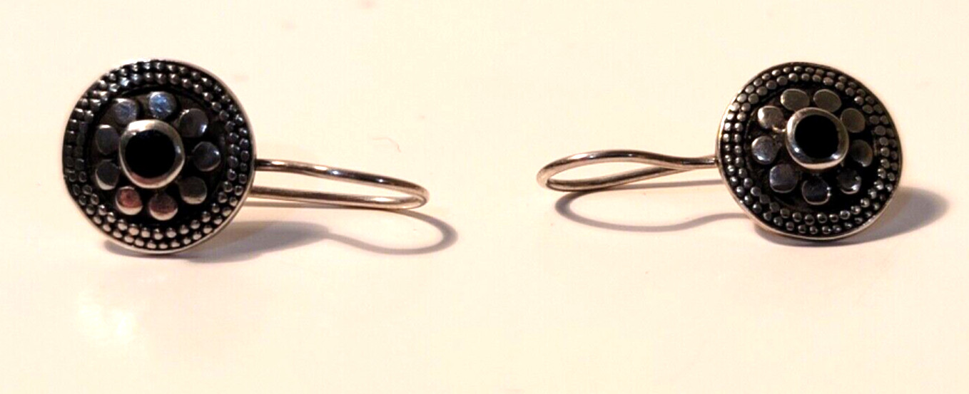 Black Onyx Boho earrings, stamped 925 sterling silver dangle drop earrings