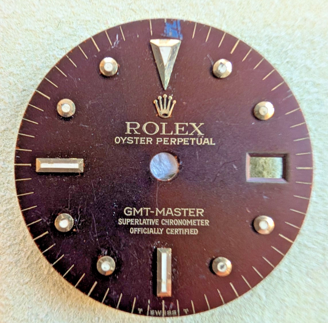 VINTAGE ROLEX “ROOT BEER” NON QUICKSET NIPPLE DIAL.