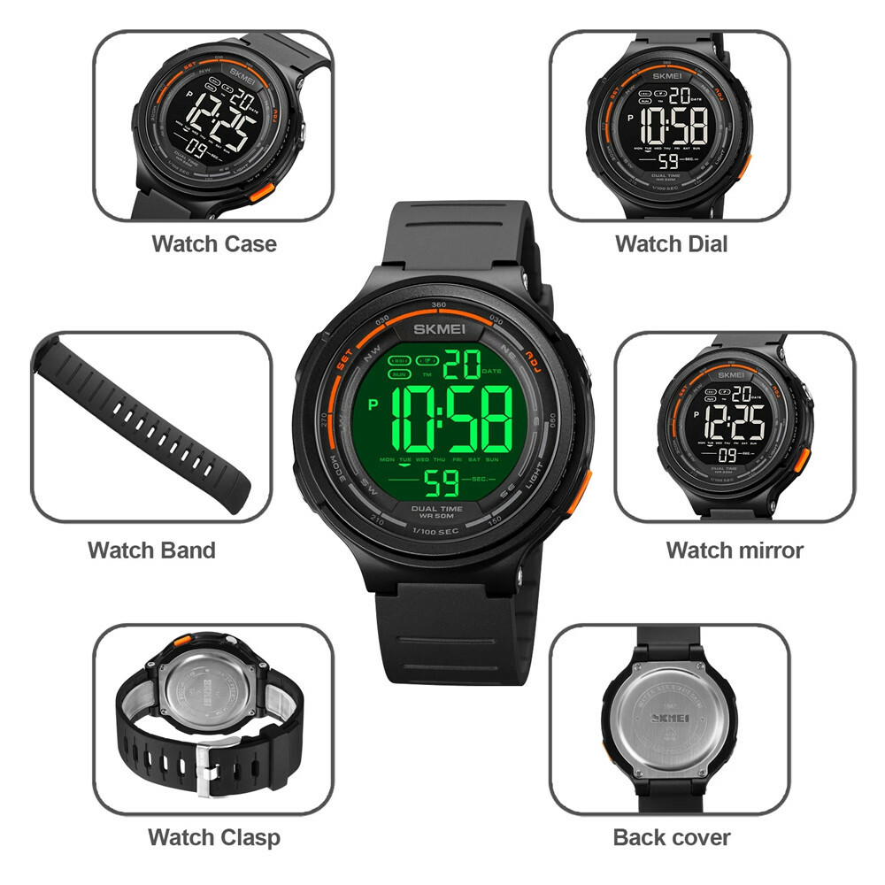 SKMEI Men Sport Watches Countdown Electronic Watch Military Digital Wristwatch