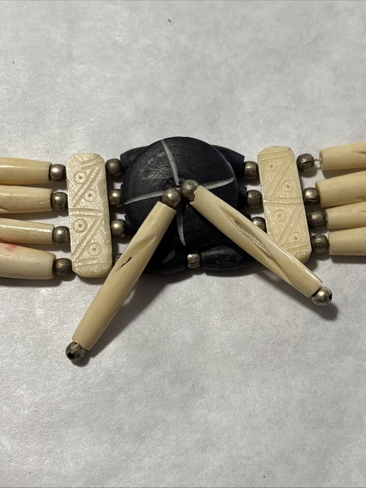 2 Beautiful Necklaces, Puka Shell Spiked & Black & Cream Hairpipe Buffalo Bone