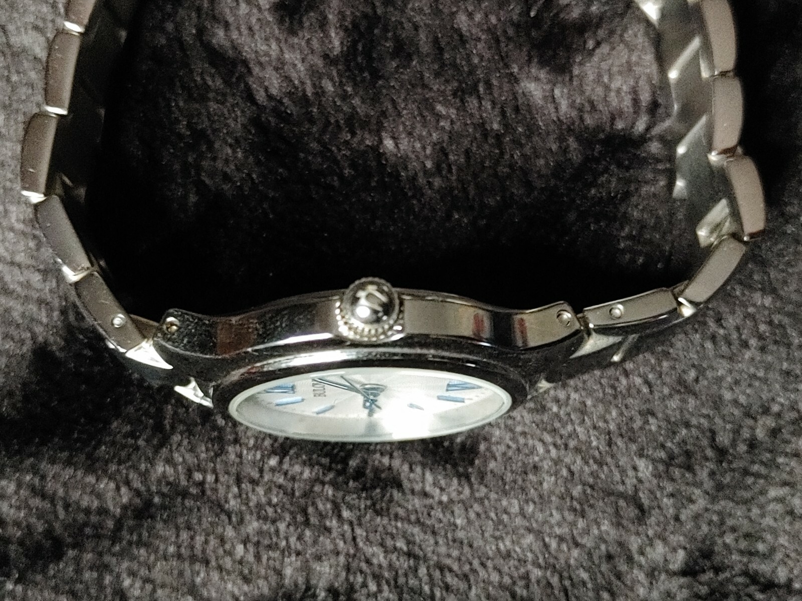 Bulova Women’s Quartz Blue Hands and Markers Silver Tone 28mm Watch 96L215