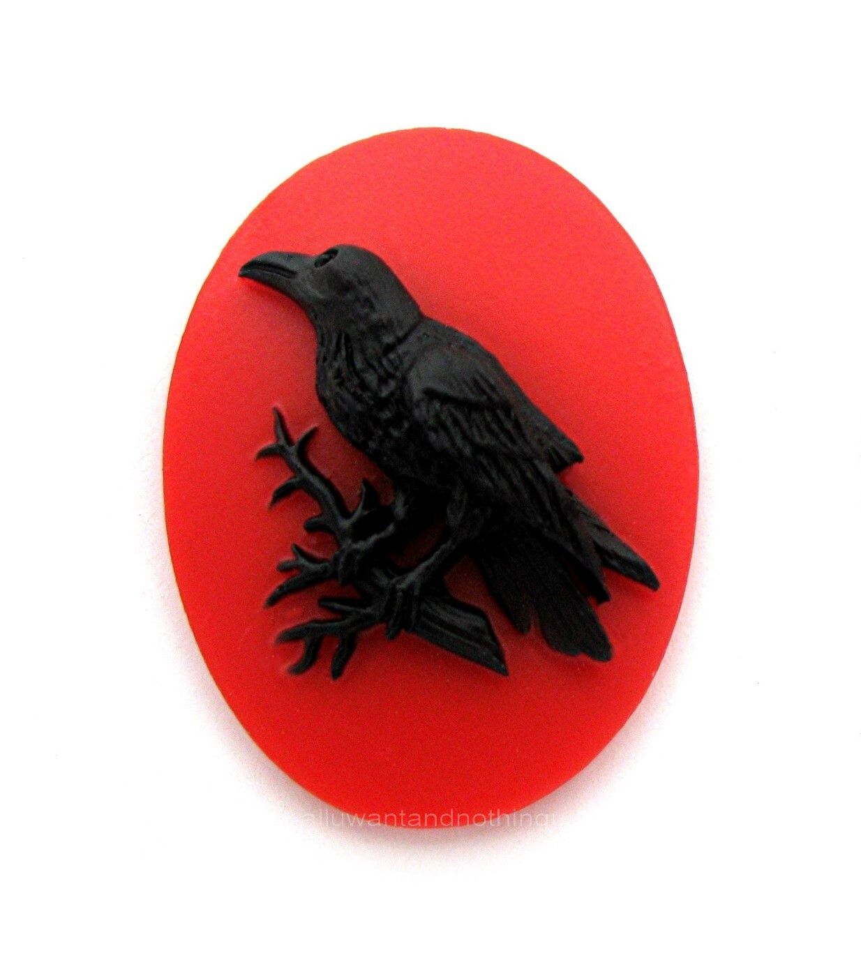 8 Multi Color BLACK BIRD CROW RAVEN on Branch 40mm x 30mm GOTH EMO CAMEOS Lot