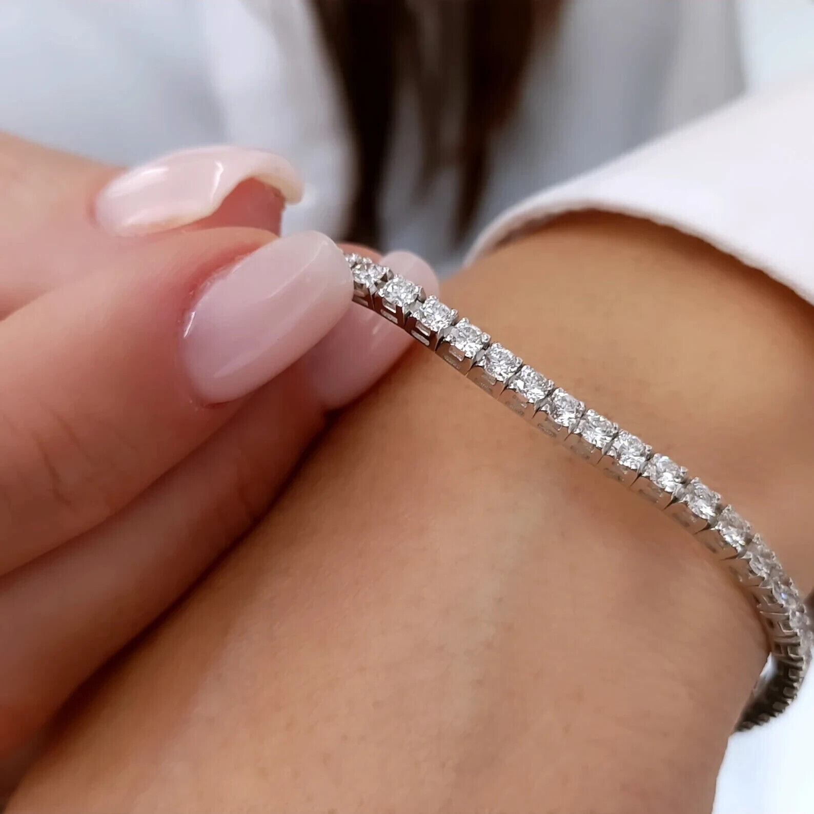Specially For Her Birthday 6Ct Lab Grown Diamond Tennis Bracelet 925 Silver 8″