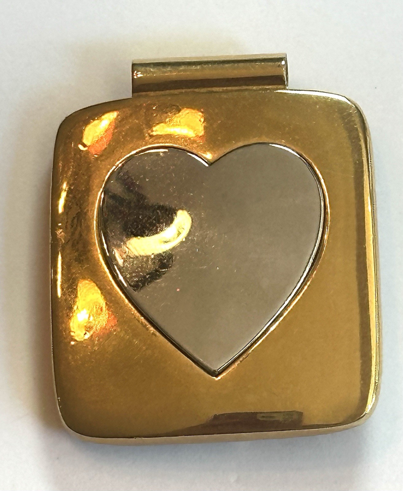 Vintage Estée Lauder Solid Perfume Love Locket Heart Gold Silver Pendant