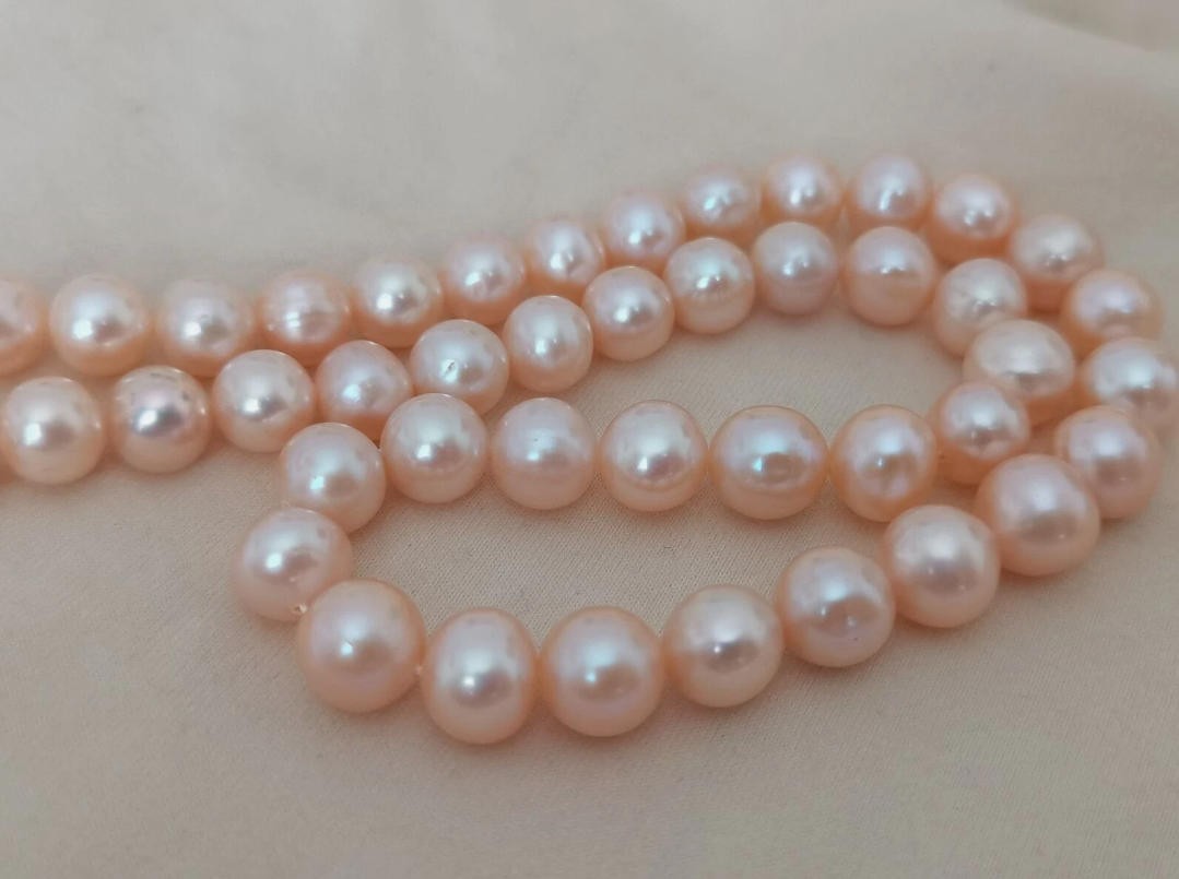 photo 18 inch AAAA Japan Akoya 7-8mm pink pearl necklace 14K gold clasp