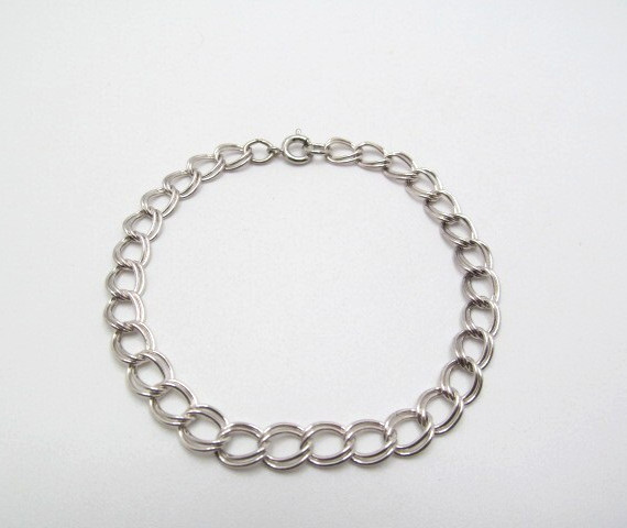 925 Sterling Silver Double Curb Cuban 6.5mm Link Chain Bracelet 7.25 In