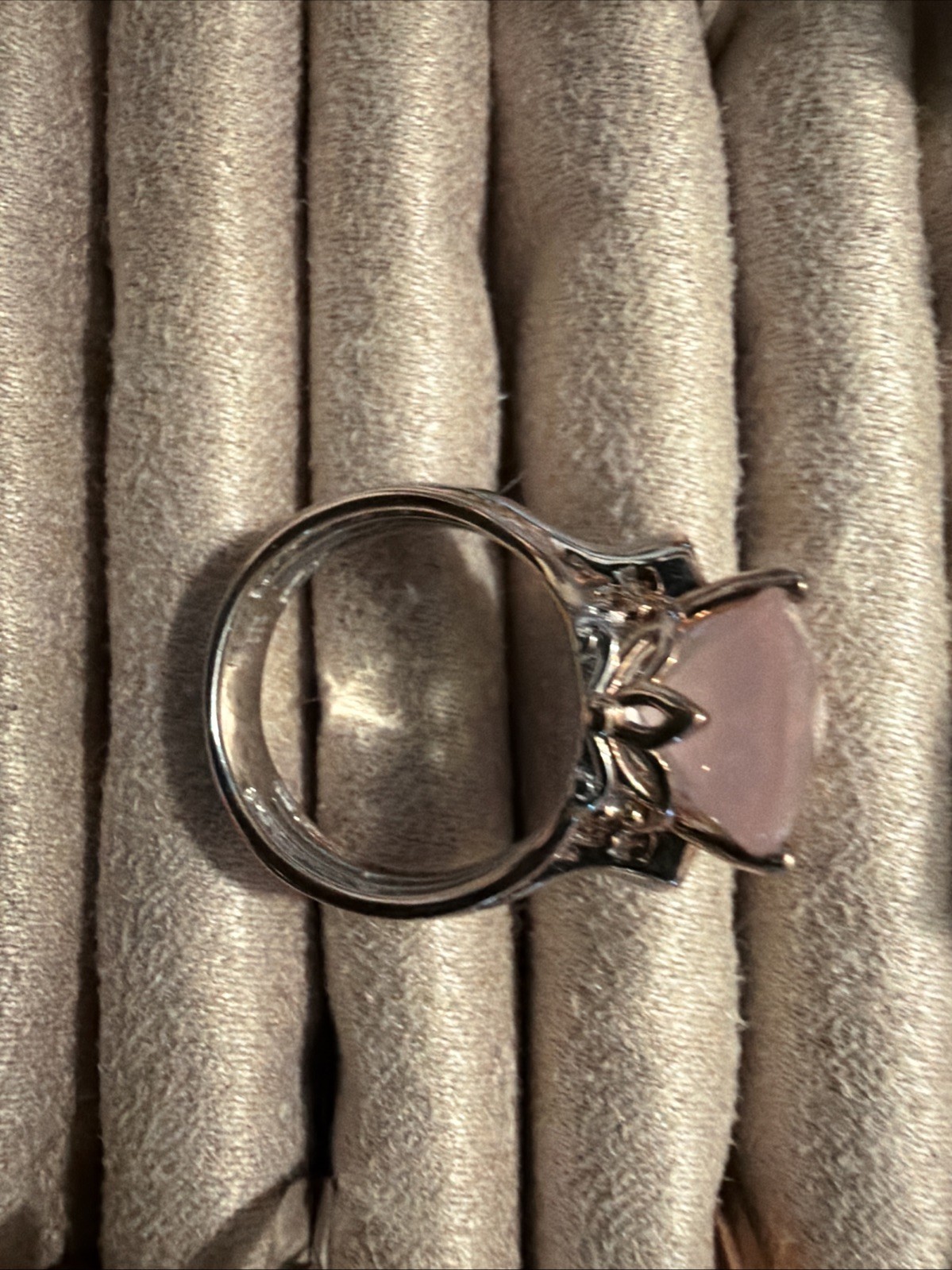 NH, Micheal Valitutti Rose Quartz Palladium Silver and Gold Accent Ring Size 8