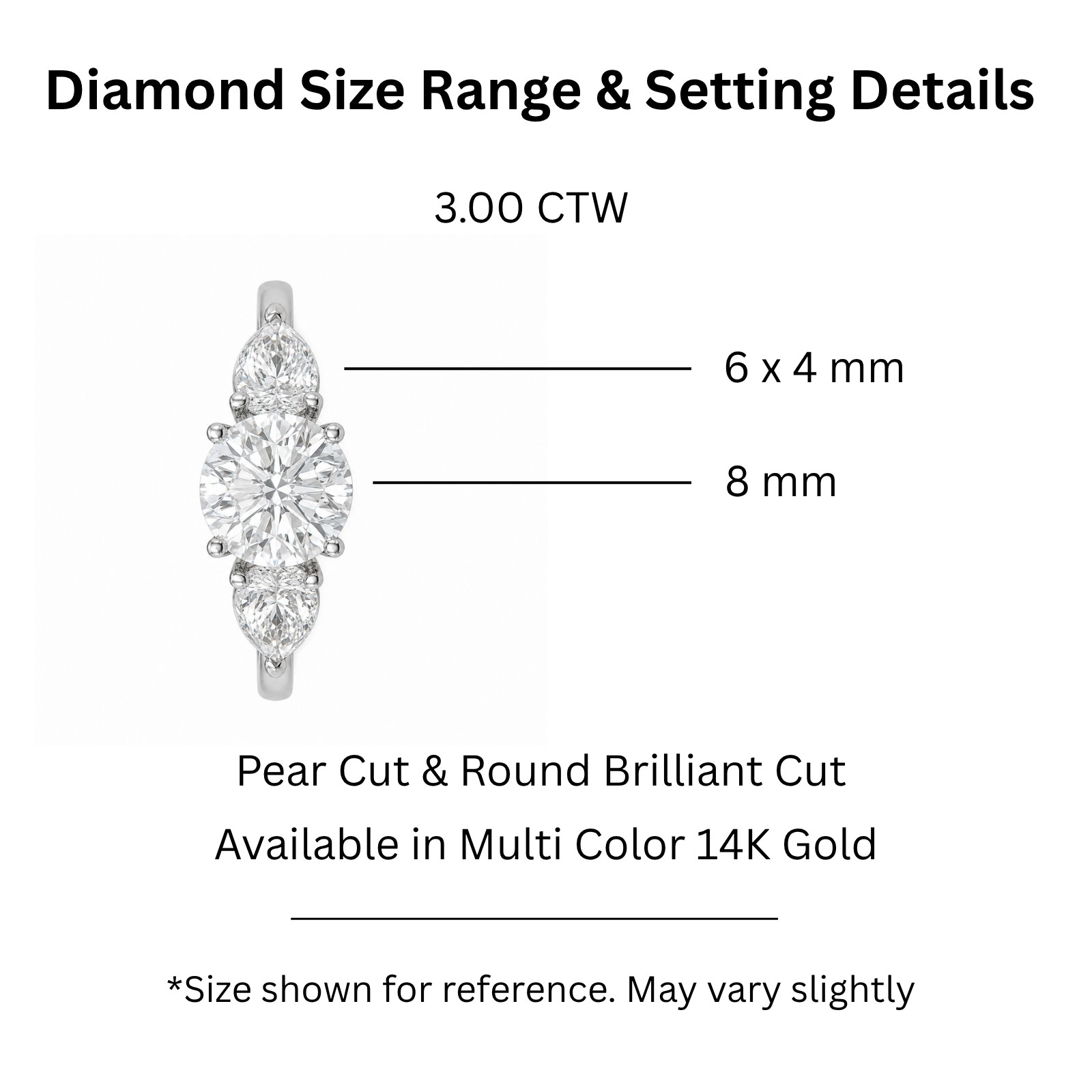3.00ctw Pear Cut F/VS+ Lab Grown Diamond 3 Stone Ring 14K Gold Women