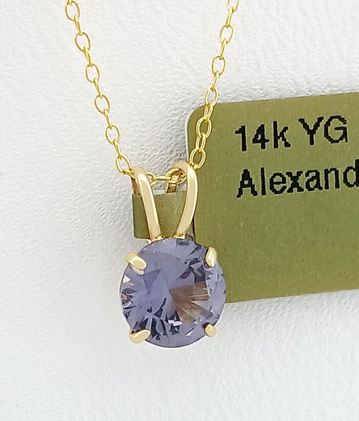 LAB AAA 0.95 Cts ALEXANDRITE PENDANT SOLID 14k YELLOW GOLD – New With Tag