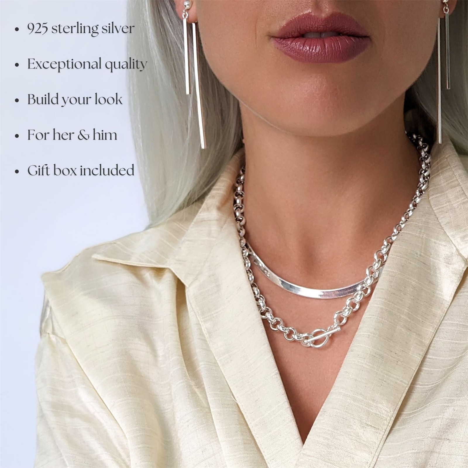 Silverly Rose Gold Plated 925 Silver Brushed Blue Topaz Oval Jewellery Set