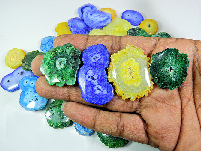 15-40 MM SOLAR DRUZY AGATE DYDE MIX SHAPE CABOCHON LOOSE GEMSTONE WHOLESALE LOT