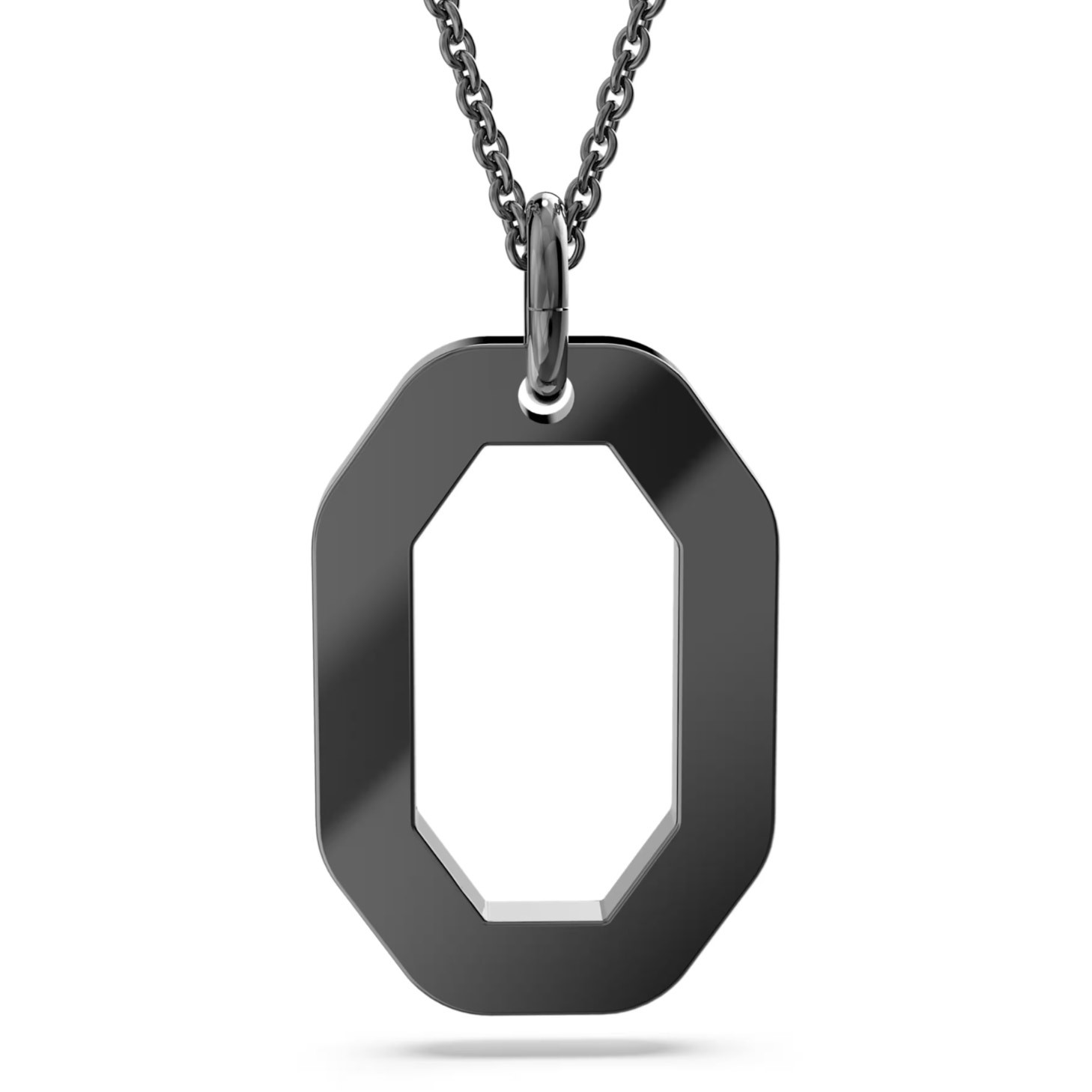 Swarovski Dextera pendant Octagon shape, Black, Ruthenium plated Long Necklace