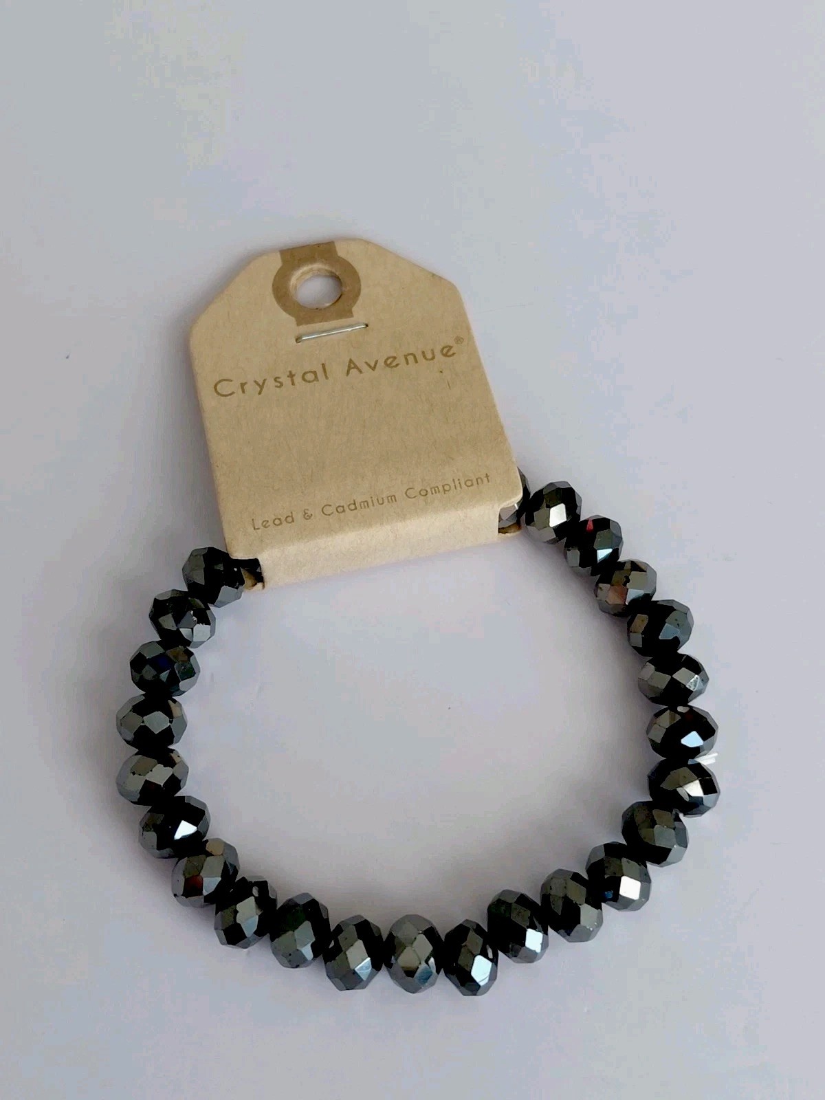 Crystal Avenue Faceted Black Beaded Bracelet- Stretch Size 6 – NWT