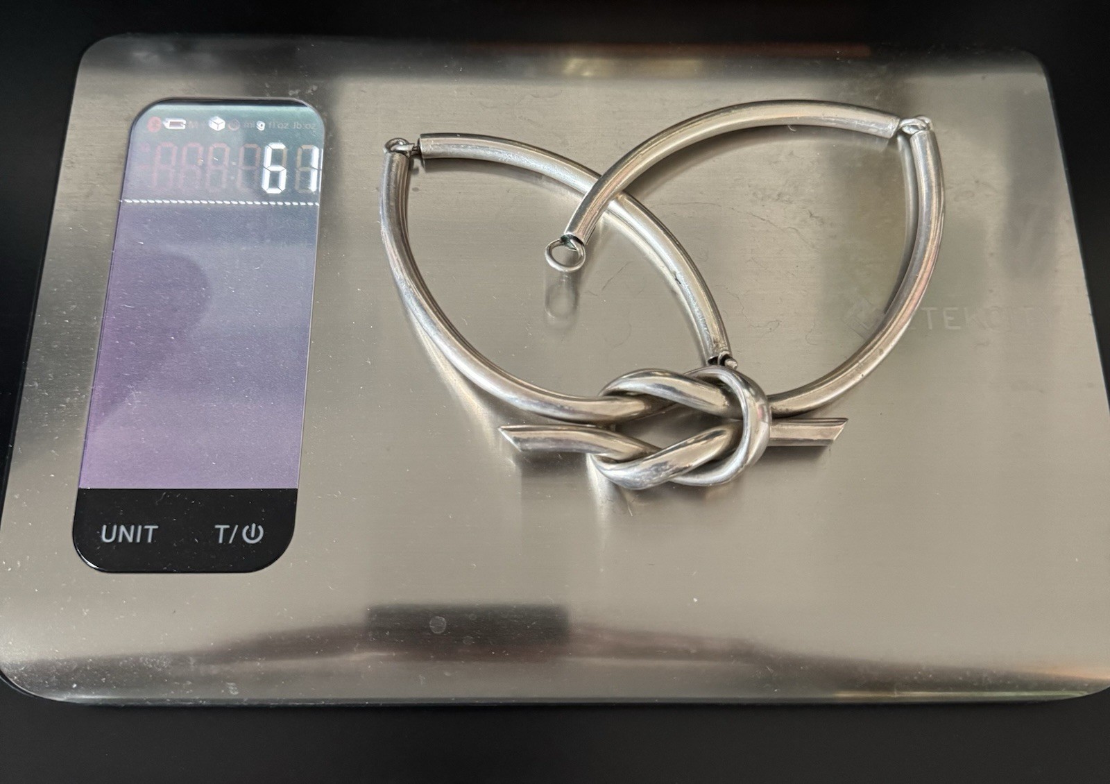VTG 70’s Modernist Mexico 925 Sterling Silver Love Knot Collar Choker (61g)
