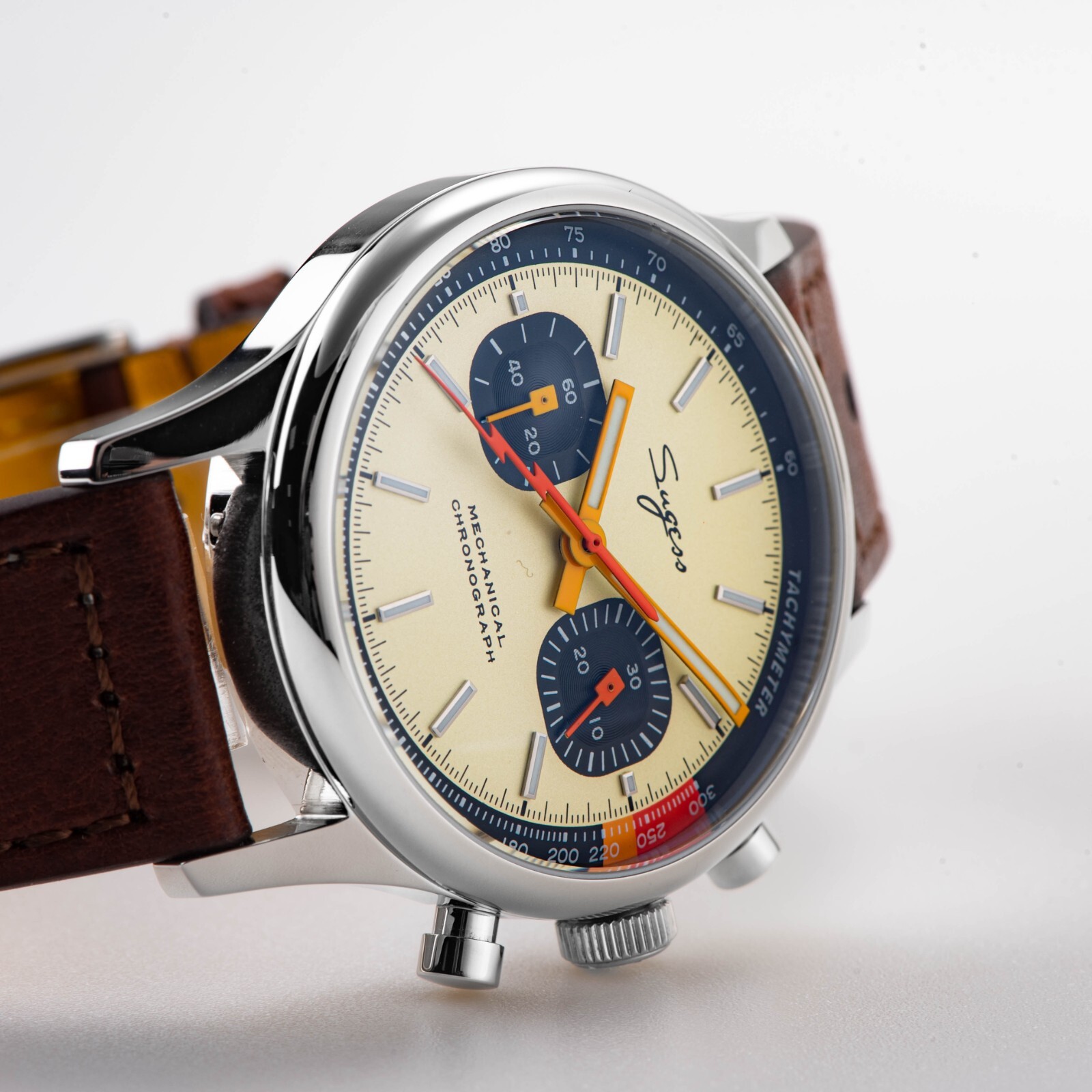 Seagull Sugess ST1901 Panda 40mm Cream V2 Racing Chronograph Sapphire 1963 BNIBr