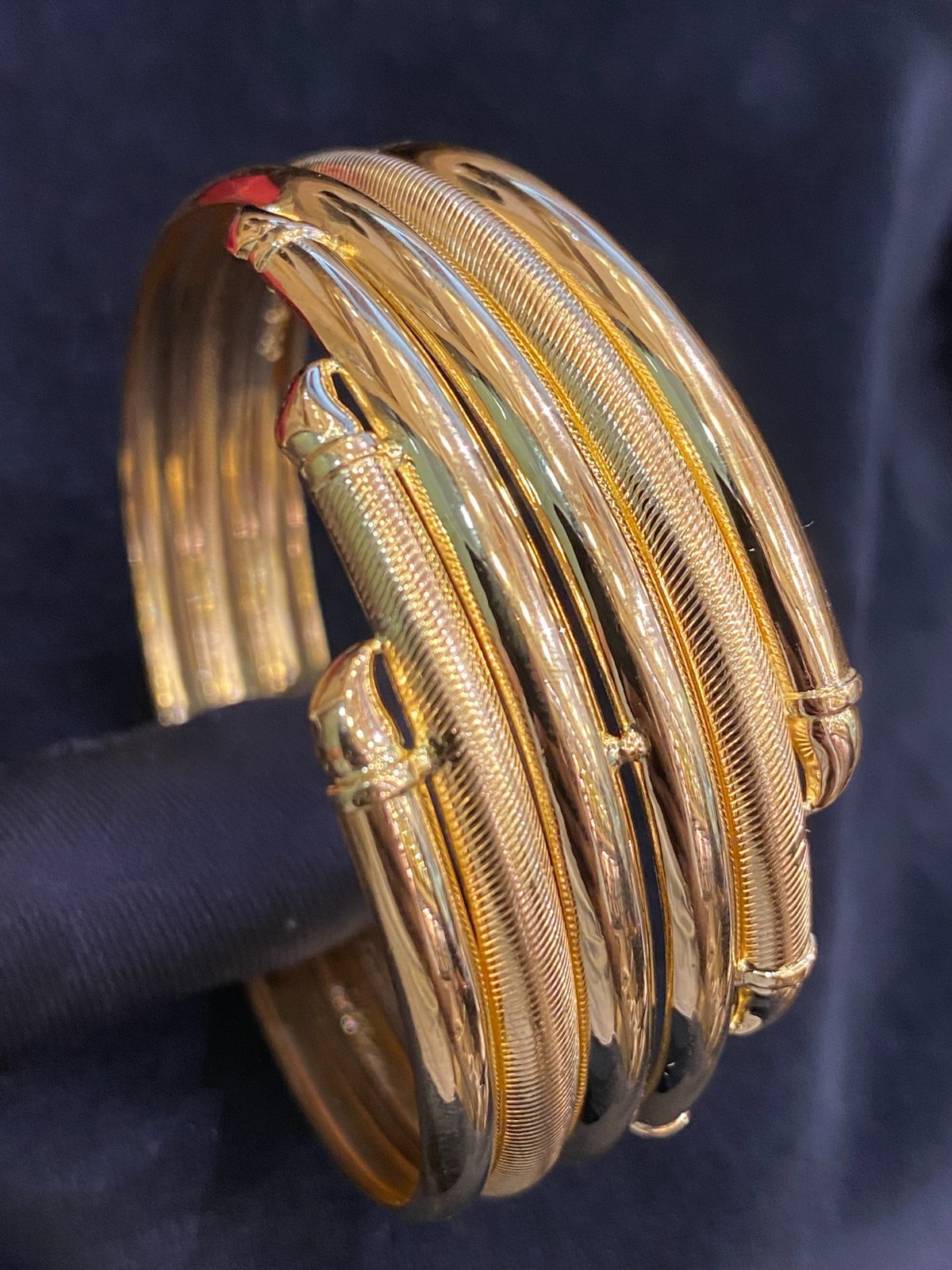 Stunning Dubai Handmade Women’s Bangle Bracelet In Certified 22Karat Yellow Gold