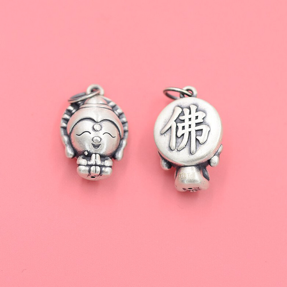 925 Sterling Silver Buddhism Buddha 佛 Charm Pendant A2931