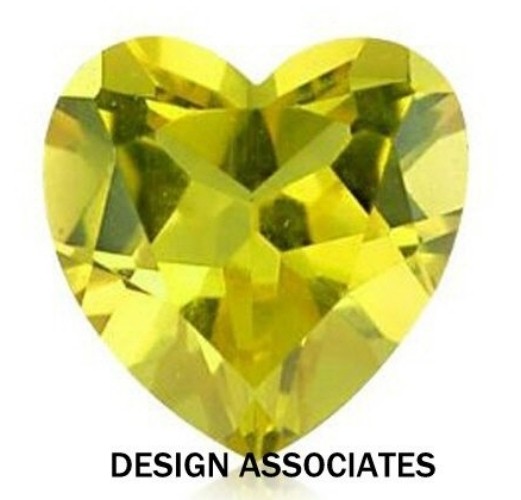 LEMON QUARTZ 14 MM HEART CUT ALL NATURAL AAA