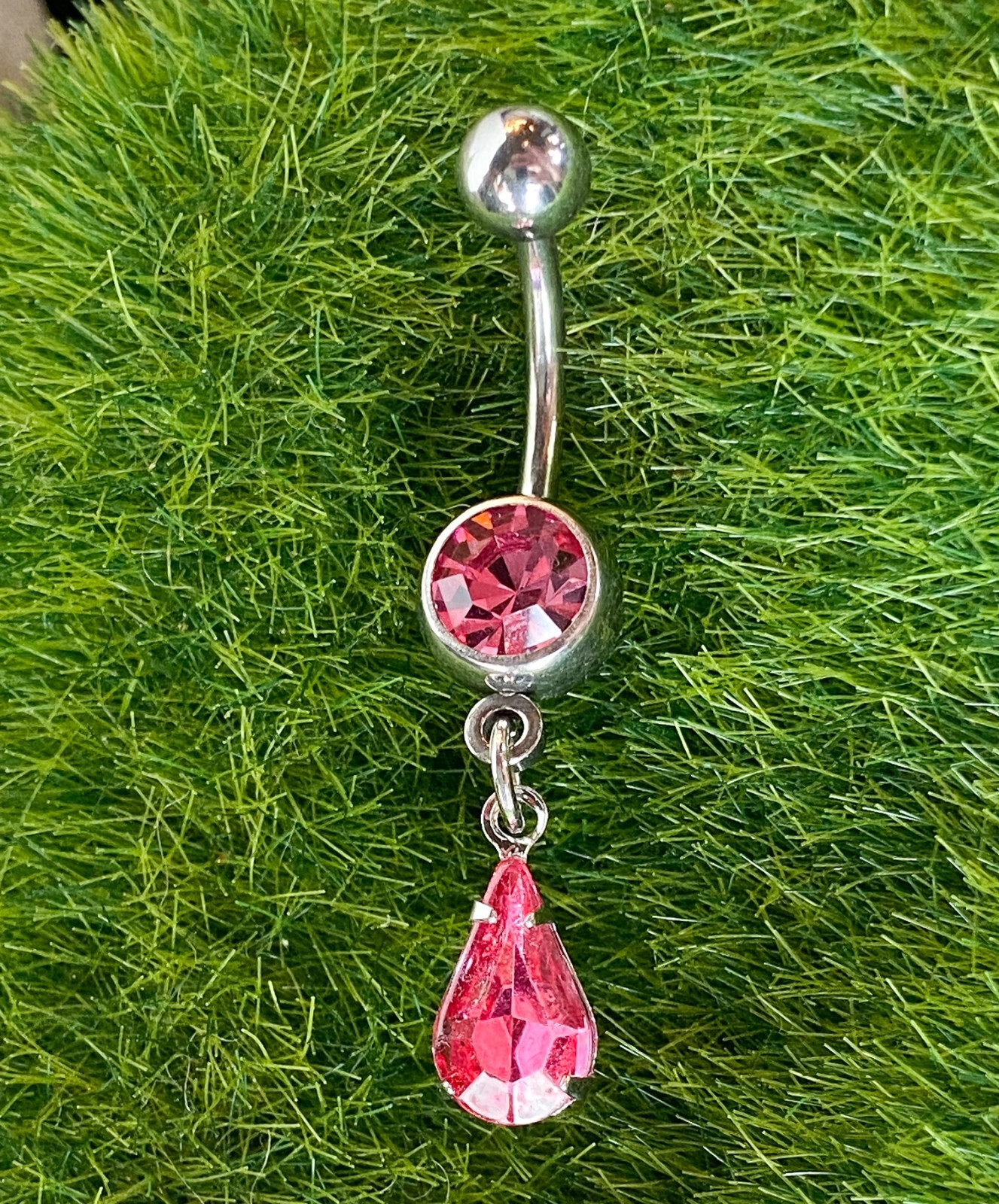 1pc Teardrop CZ Gem Dangle Belly Ring Navel Piercing Pierced Naval Body Jewelry