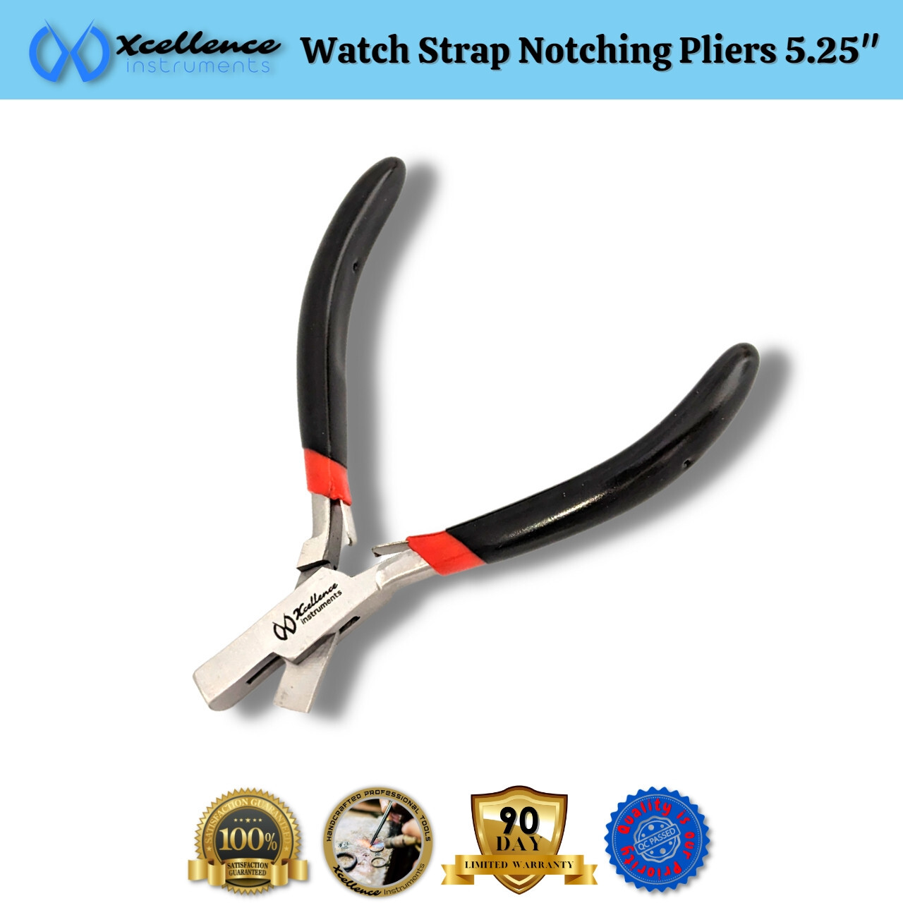 Xcellence Leather & Rubber Watch Strap Notching Pliers Repair Tools 5.25″ Black
