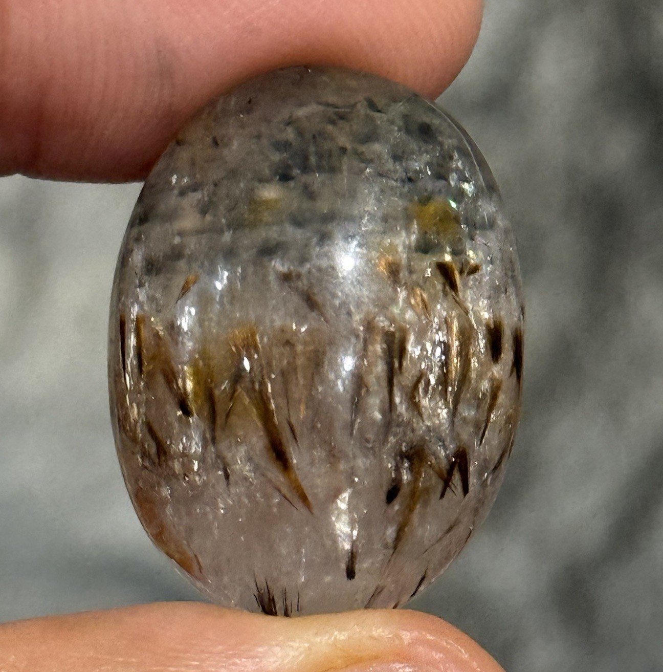 35ct 25.5x19x9.5mm Smooth Oval Cacoxenite Cabochon High Dome Power Stone