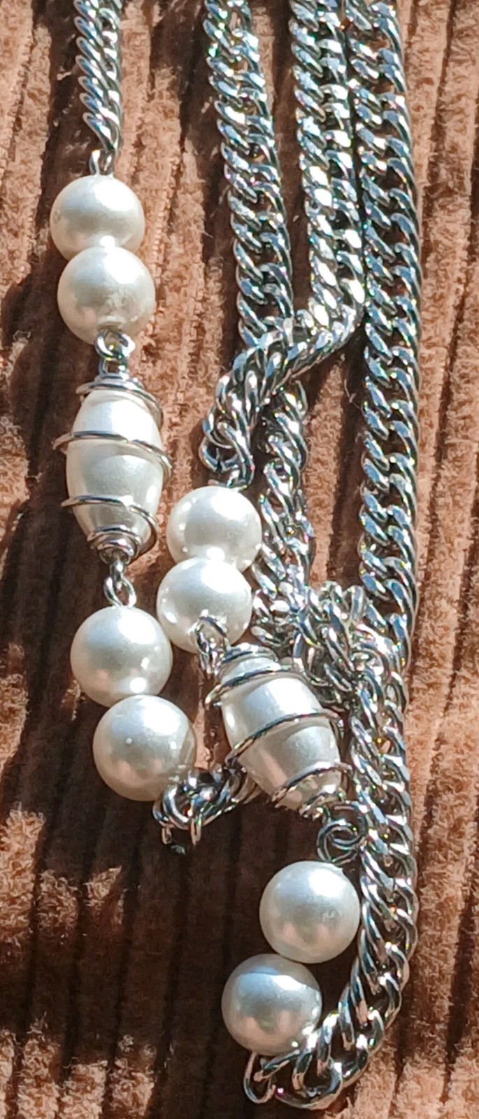 Vintage High Quality Chain Faux Pearl Necklace 24″ Nice