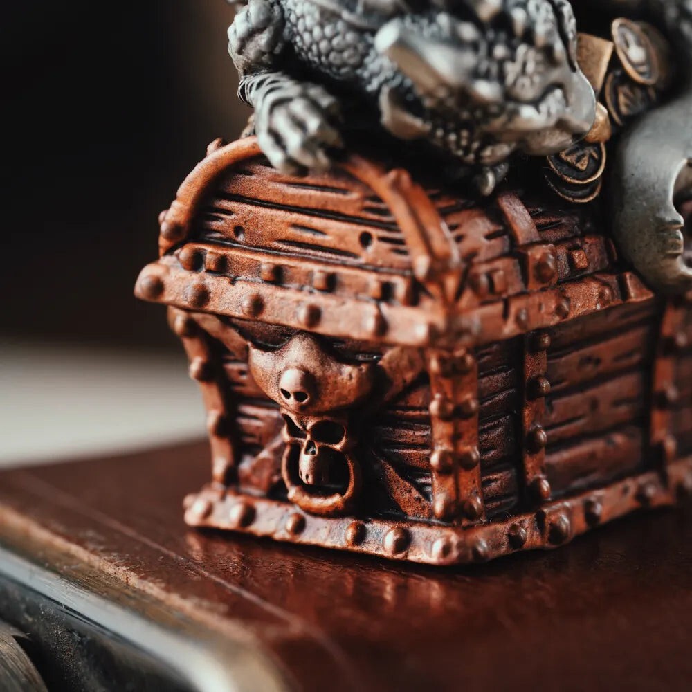 Dragon Treasure Chest Pendant Necklace Keepsakes Jewelry Gift for Men Women