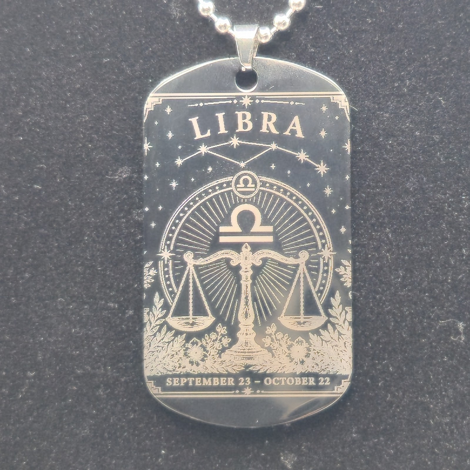Libra double sided Zodiac Necklace with Astrological Horoscope Pendant