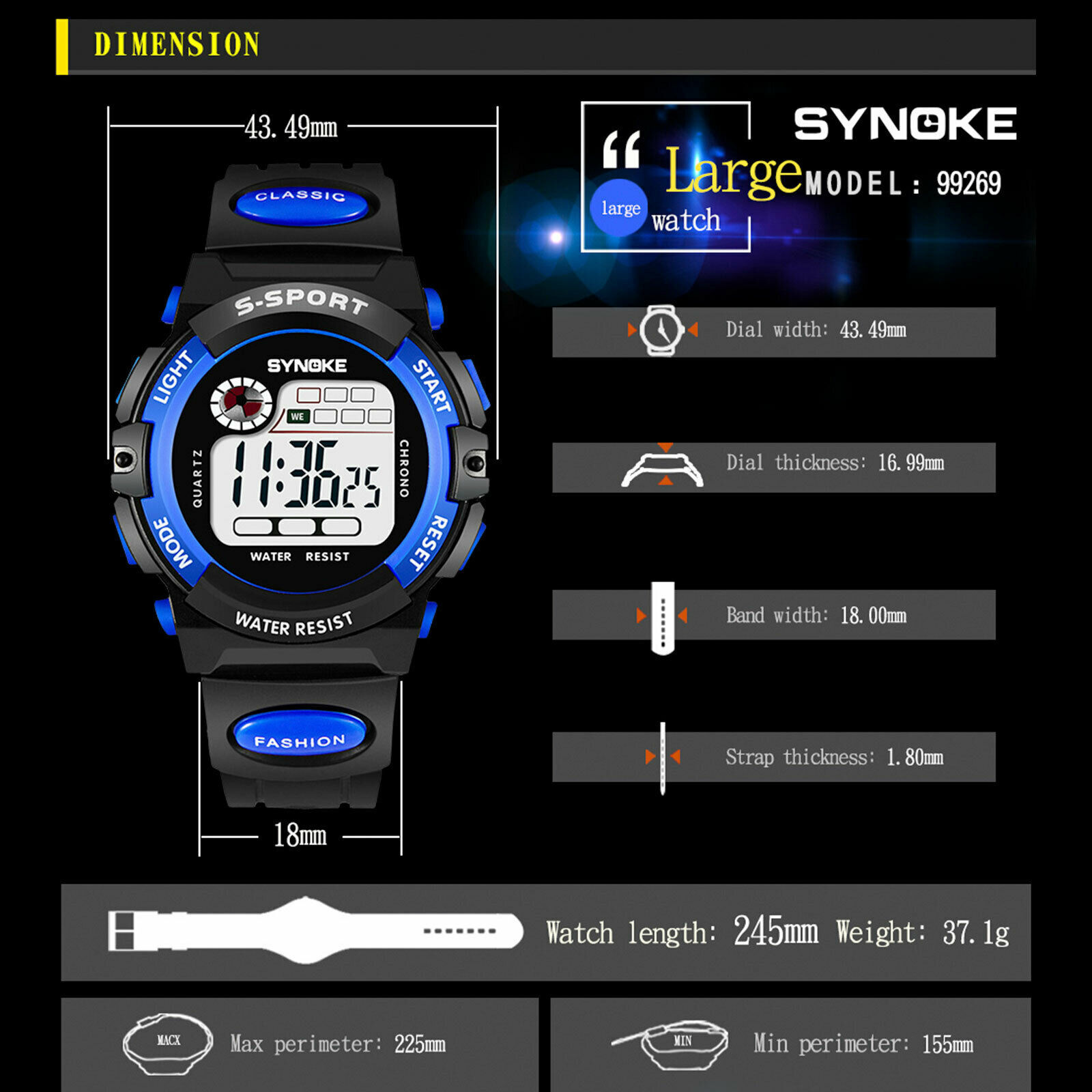 Waterproof Kids Digital Electronic Watch Sports LED Watches Children Boys Girls