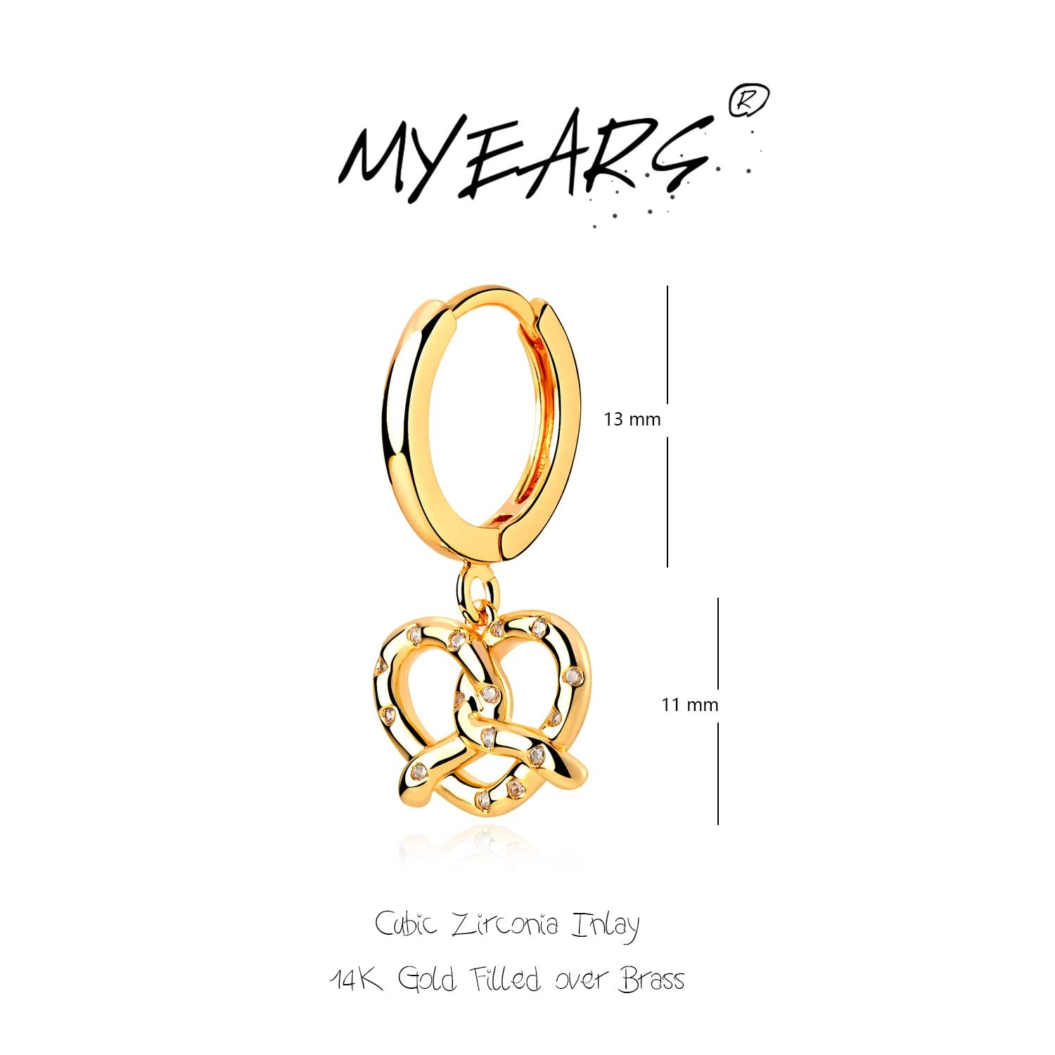 Women Knotted Heart Earrings Gold Huggie Hoop Dangle Drop Station