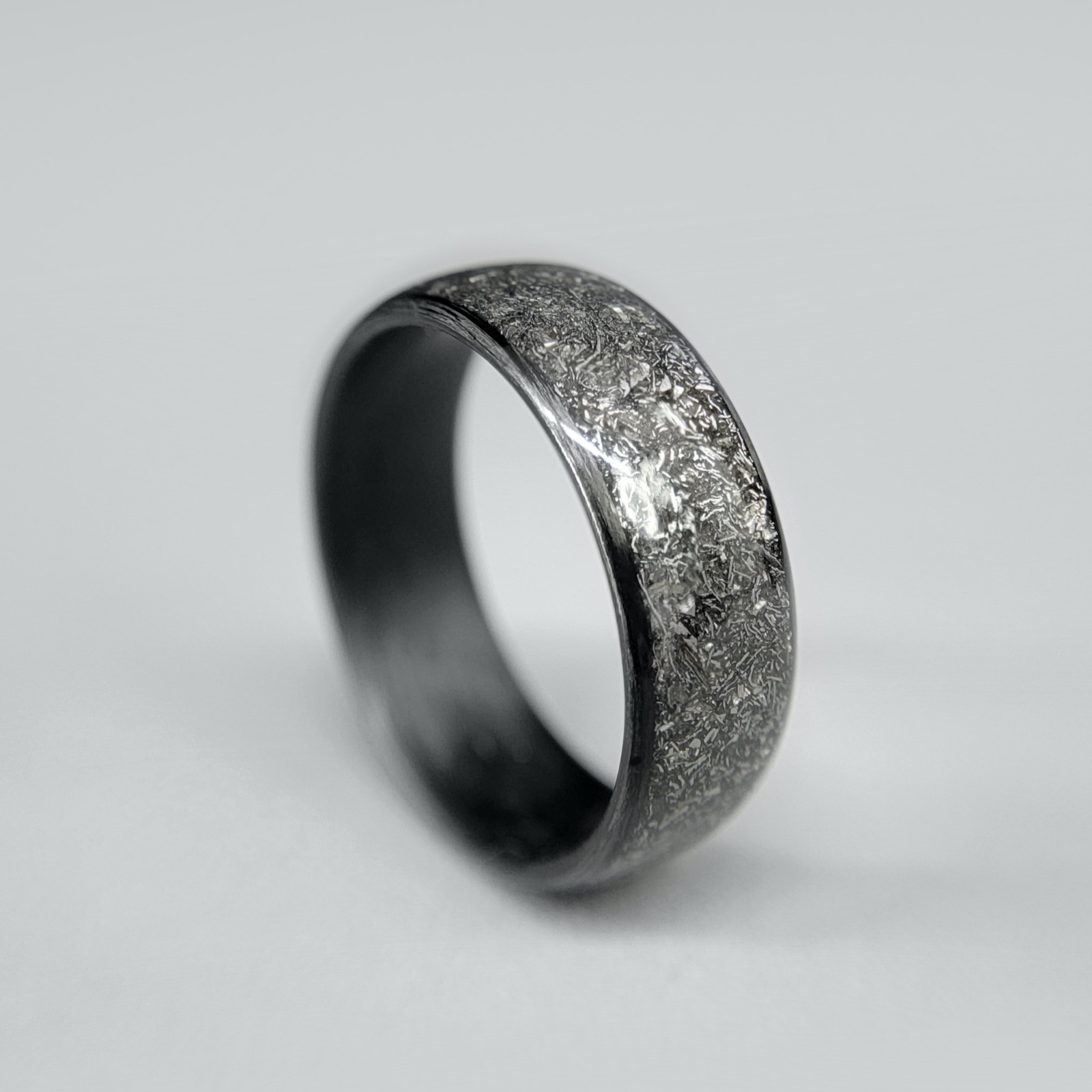 Carbon Fiber Ring with Gibeon Meteorite inlay – Made in USA – Sizes 4-16