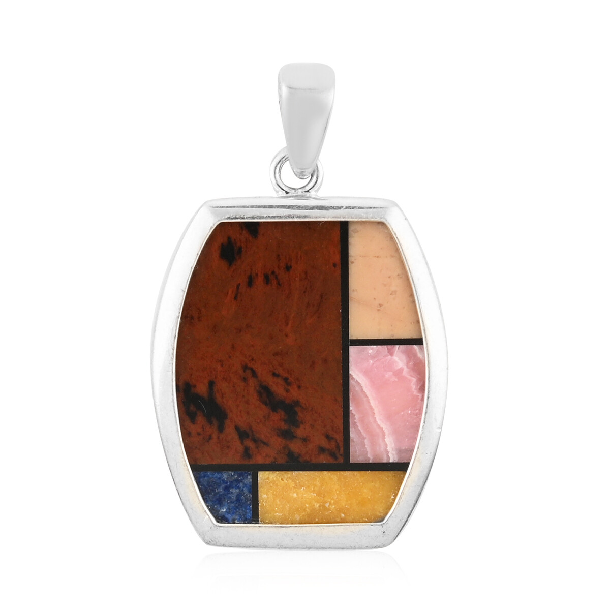 Multi Gemstones Pendant Sterling Silver , Sliver Wt. 7 g 34.07 ctw