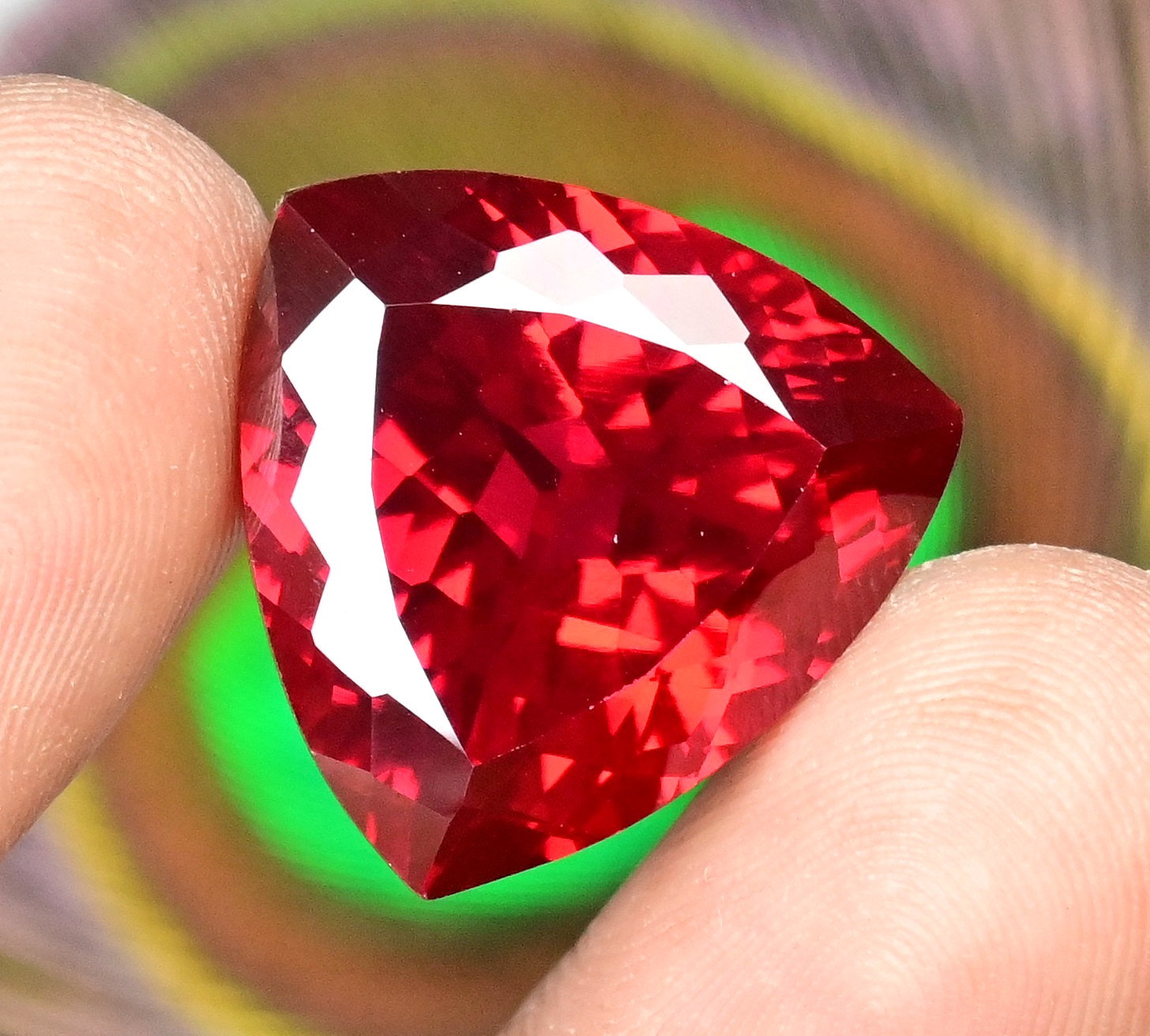 40.55 Ct Natural Mozambique Blood Red Ruby Trillion Certified Flawless Gemstone