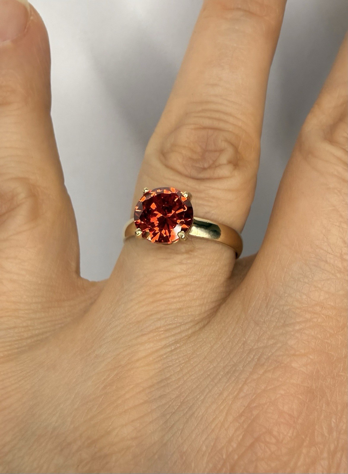 14k Yellow Gold Natural Ceylon Orange Sapphire Ring