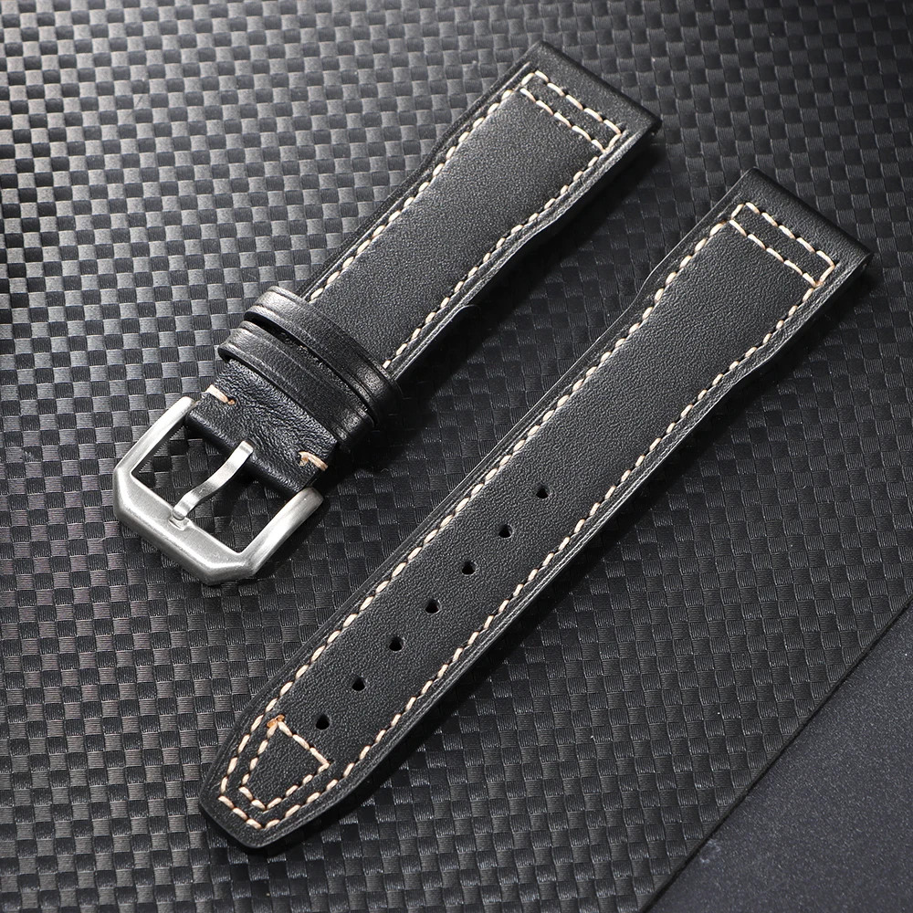 20 21mm Leather Watch Strap Band Pin Buckle Fits IWC Pilot Portugieser Portofino
