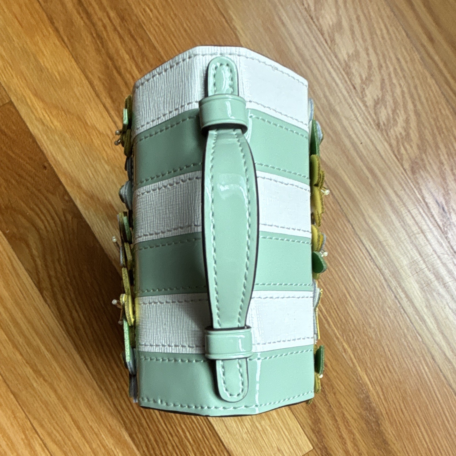 Kate Spade Floral Novelty Jewelry Box, Faux Leather Lined, Green White Yellow