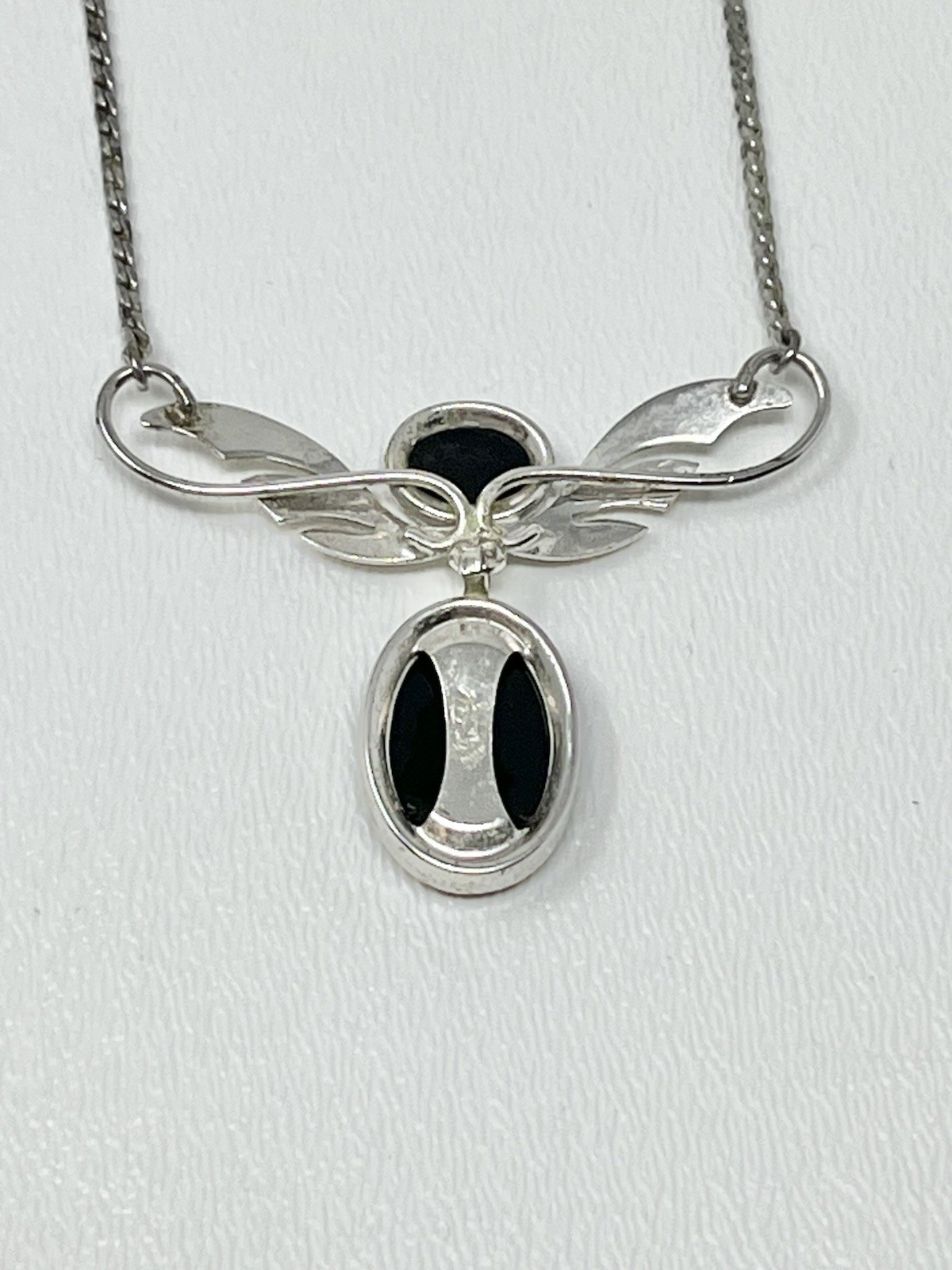Vintage Van Dell Sterling & Black Stone Choker Necklace & Matching Earrings Read
