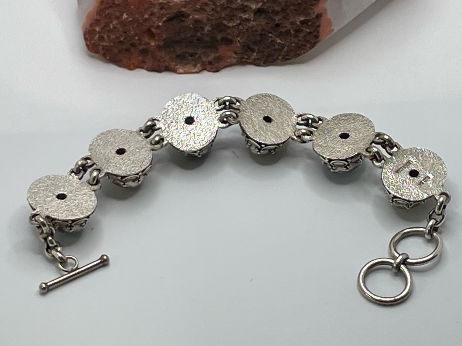 BA Suarti BALI Indonesia Sterling Silver Blue White Stones Link Bracelet 54 Gram