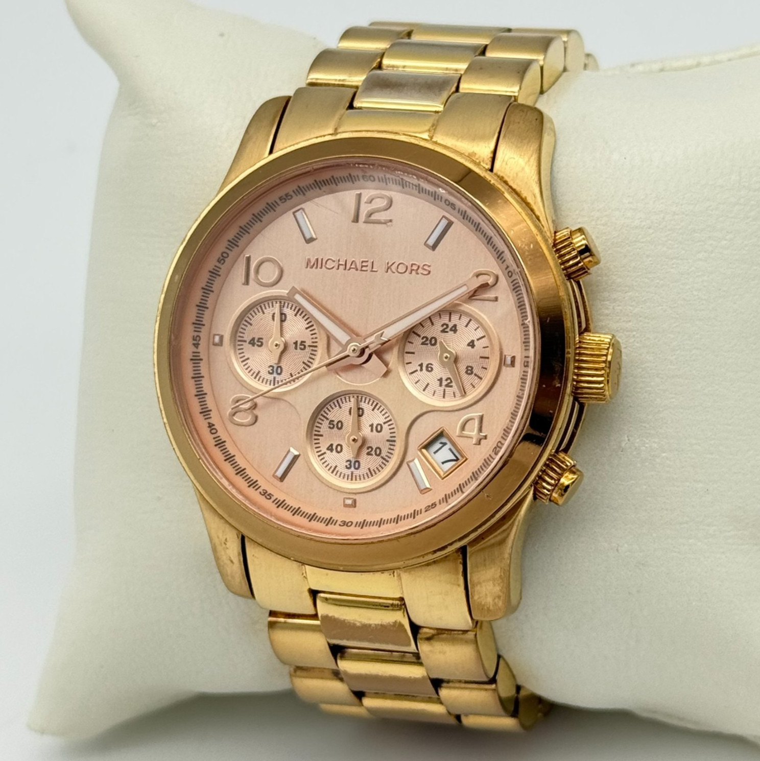 Women’s MICHAEL KORS Runway Watch, Rose Gold Tone Chronograph, Bracelet, MK5128