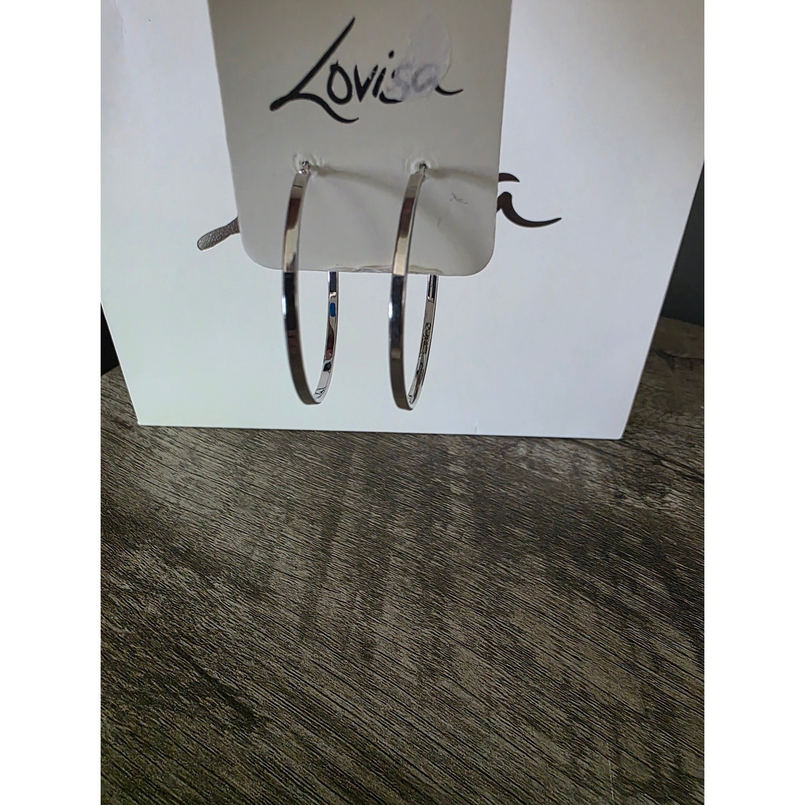 Lovisa Silver Tone Flat Edge Hoop Earrings Latch Back High Polish
