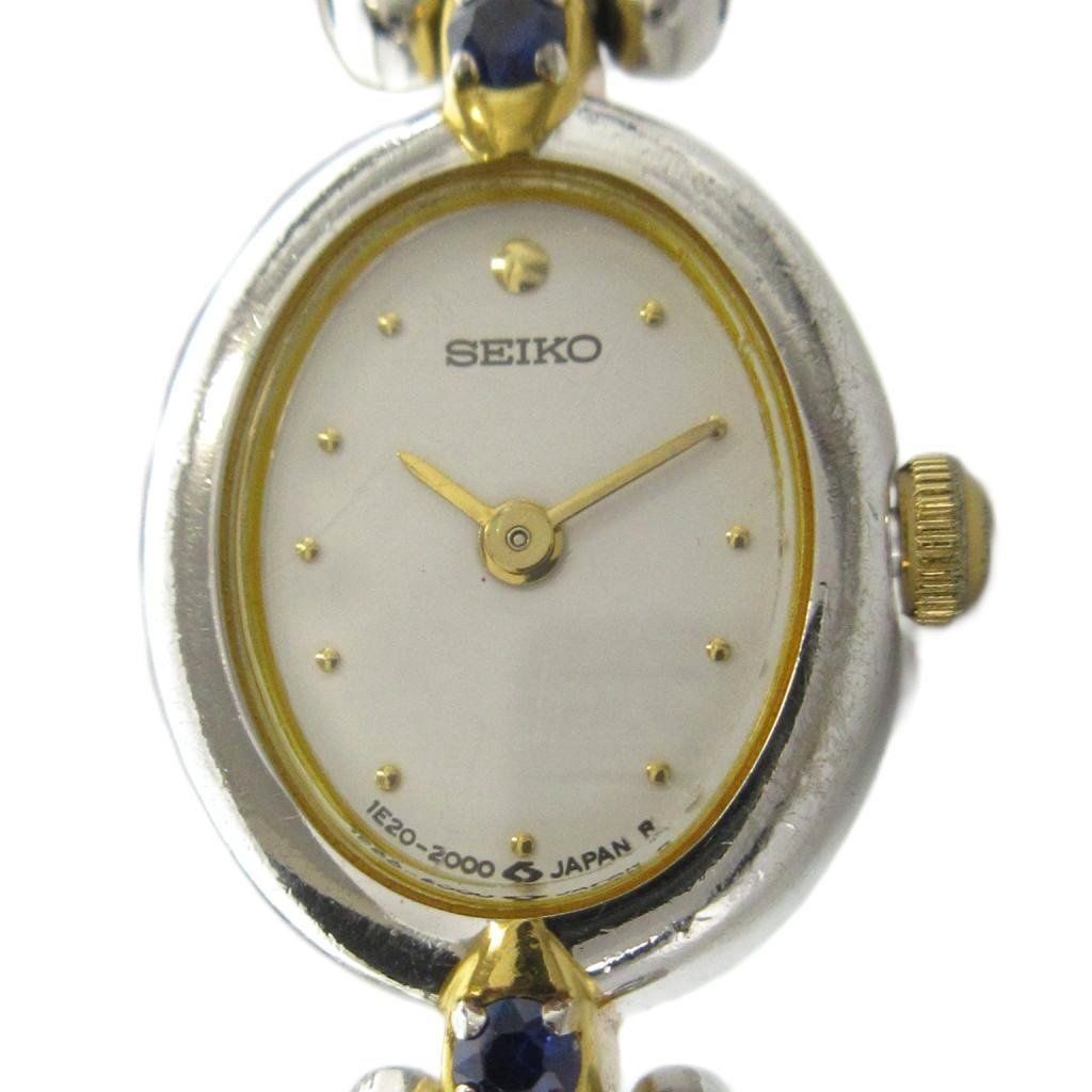 SEIKO 1E20 6160 Wristwatch Watch Quartz White Dial Silver Color Gold Color GY11