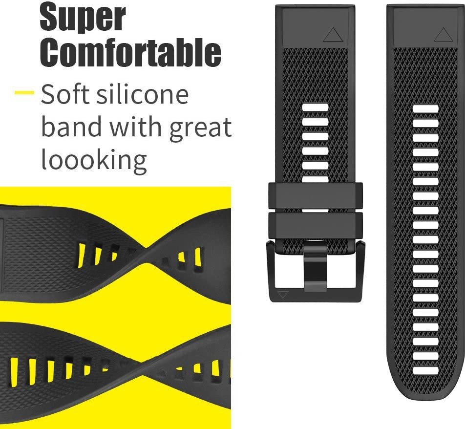 26mm Quick Fit Release Rubber Watch Band For Garmin Fenix 8 51mm 7X 6X 5X 3HR 3