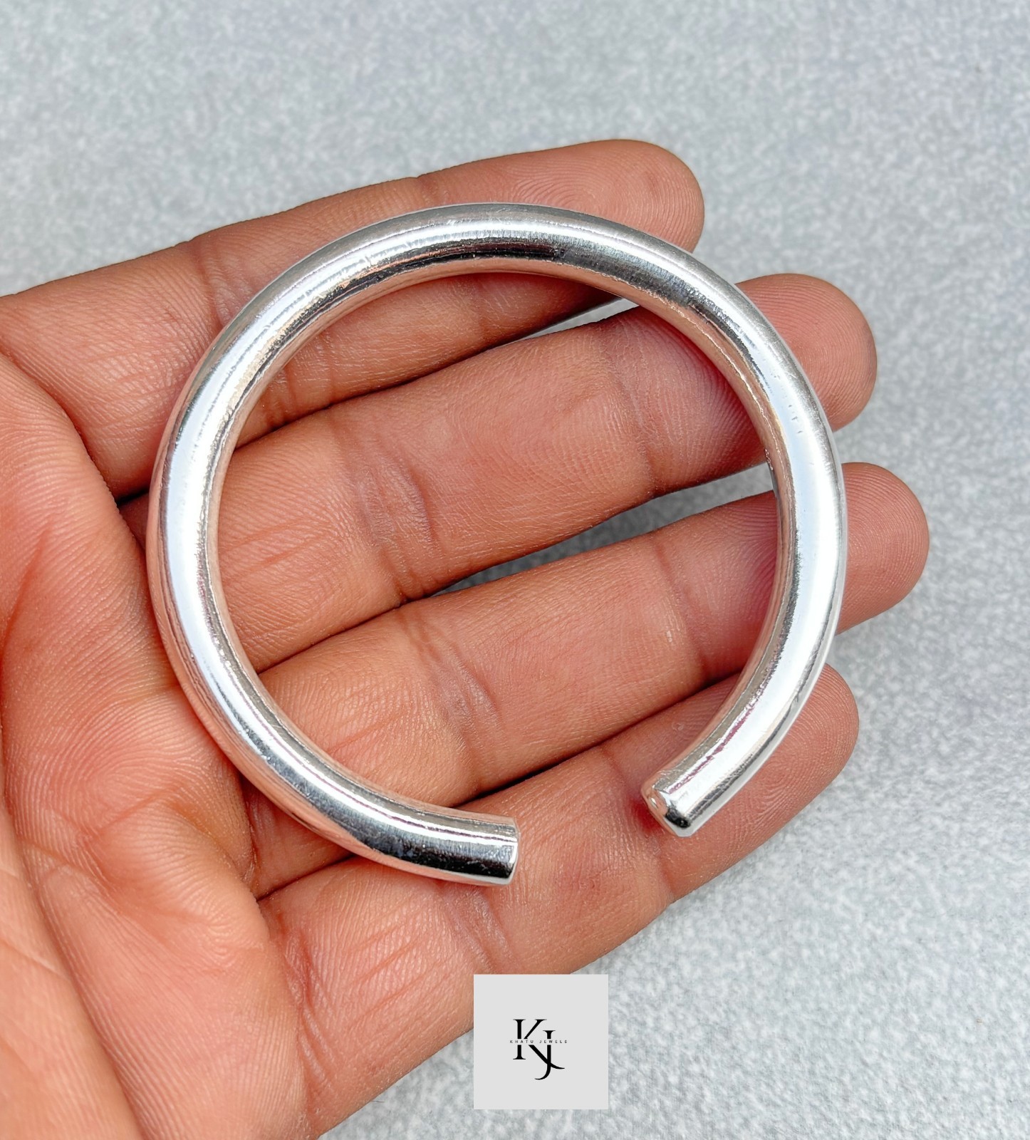 7MM Thick Massive Open Cuff Round Mens Bangle Solid 925 Sterling Silver Bangle