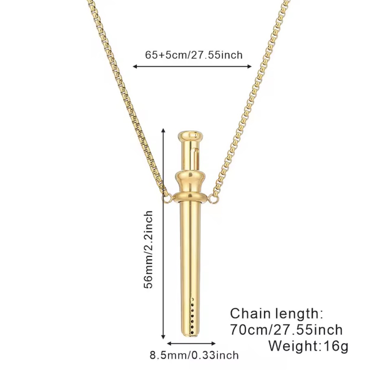 Incognito Compact Bump Straw Pendant Necklace Snuff Tool Jewelry SNOGO Clone slv