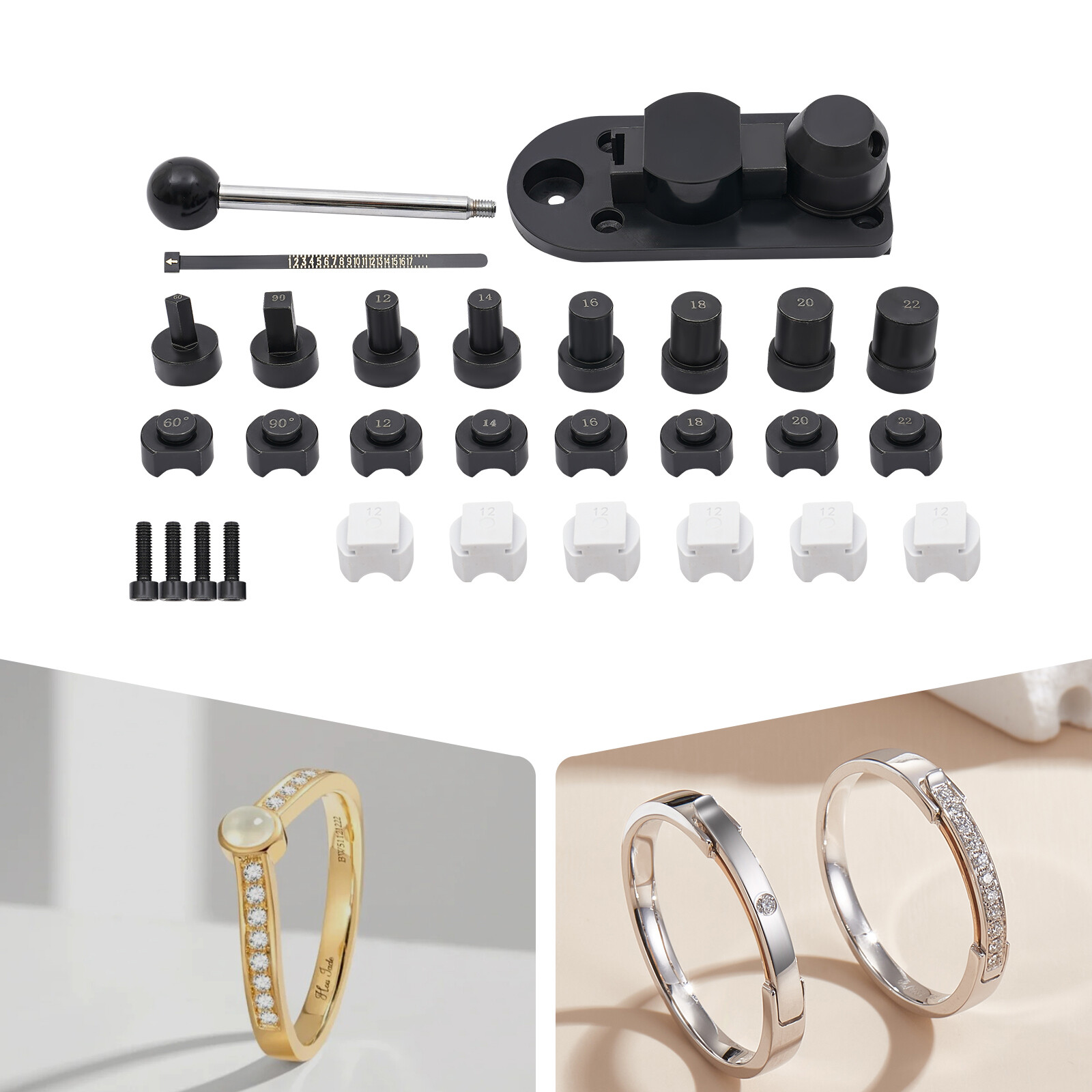 Manual Ring Bender Jewelry Making Tool With Dies 12–22mm Black